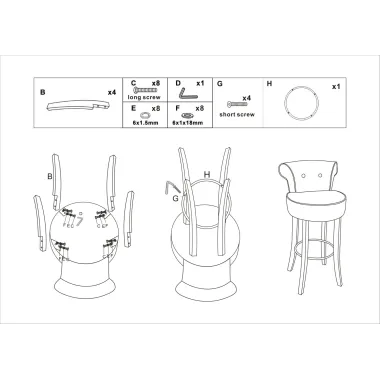 Stołek Barowy LUXY Kremowy 46 48 96 cm (Wysokość Siedziska 75 cm)